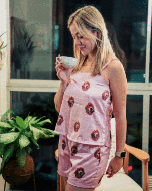 laura 2 satin Pijama Mujer short y blusa en satín